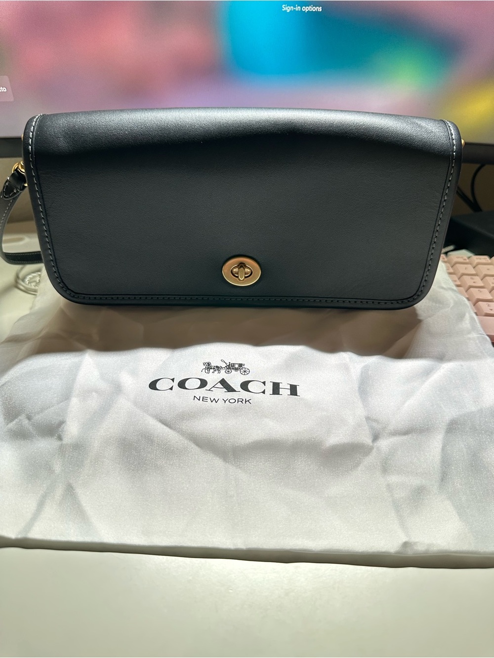 Coach Dinky Re-Edition 1974 - Black Leather Turnlock Shoulder bag